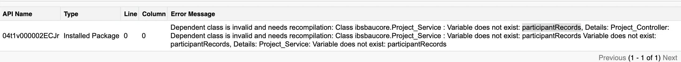 "Dependent class is invalid and needs recompilation" error