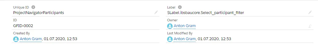 The participant filter for the output unit (ProjectMap)