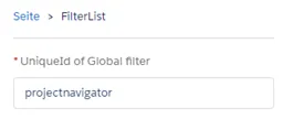 The FilterList component and its UniqueID of the global filter