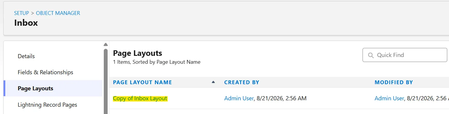The package re-adding its own "Inbox Layout" after the upgrade